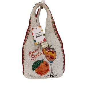 New Release Handcrafted in India Aperol Spritz Cocktail Beaded Bag Viral TikTok